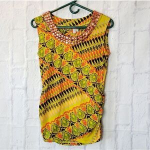 MADISON Vibrant Embellished Sleeveless Blouse Small